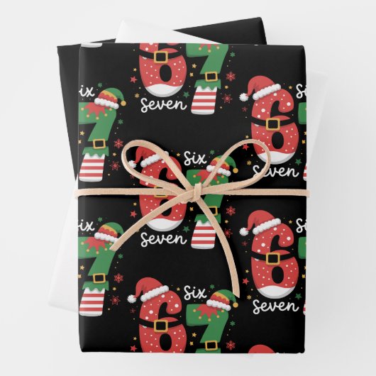 67 Meme Six Seven Elf Christmas Santa Hat Geschenkpapier Set (Beispiel)