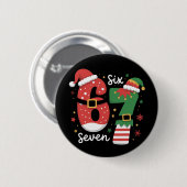 67 Meme Six Seven Elfen Weihnachtsmann Hut Button (Vorne & Hinten)
