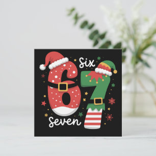 67 Meme Six Seven Elfen Weihnachtsmann Hut Feiertagskarte