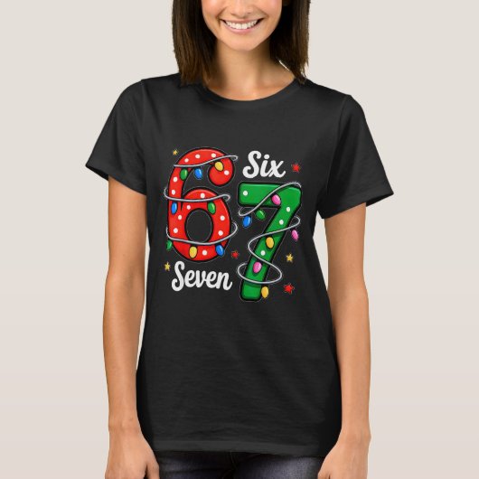 67 Meme Six Seven Funny Christmas Pajamas Boys Gir T-Shirt (Vorderseite)