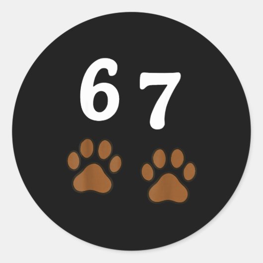 67 Meme Six Seven Funny Dog Paw  Runder Aufkleber (Vorderseite)