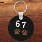 67 Meme Six Seven Funny Dog Paw  Schlüsselanhänger (Vorderseite)
