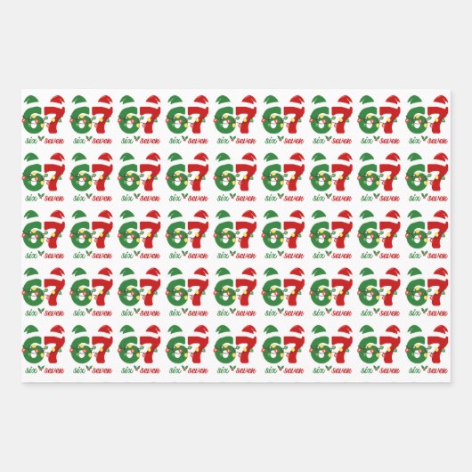 67 Meme Six Seven Gen Alpha Christmas  Geschenkpapier Set (Vorderseite 3)