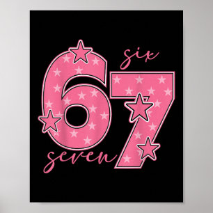 67 Meme Six Seven Gen Alpha Slang Süß Rosa 6 7 Gi Poster