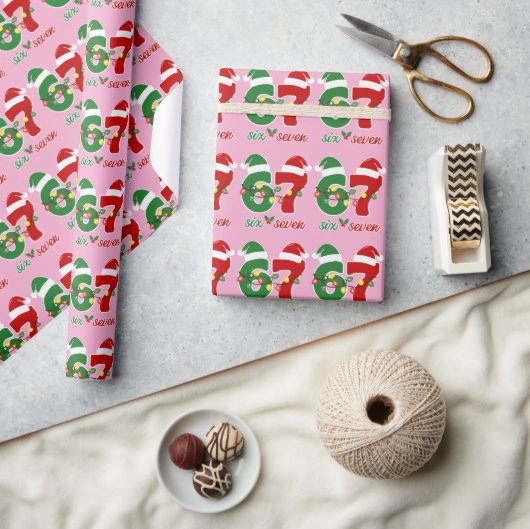 67 Meme Six Seven Gen Alpha Weihnachten Geschenkpapier (Kunsthandwerk)