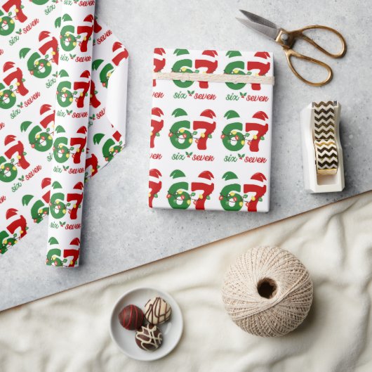 67 Meme Six Seven Gen Alpha Weihnachten Geschenkpapier (Kunsthandwerk)