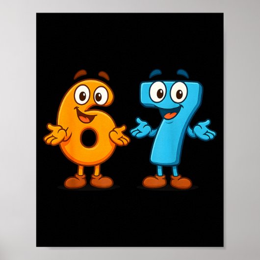 67 Meme Six Seven Kids Number Blocks Math Teacher  Poster (Vorne)