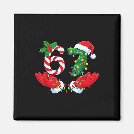 67 Meme Six Seven Lustiger Weihnachts-Meme-Slang M Magnet (Vorne)