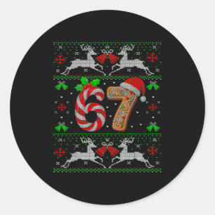 67 Meme Six Seven Lustiges Hässliches Weihnachten  Runder Aufkleber