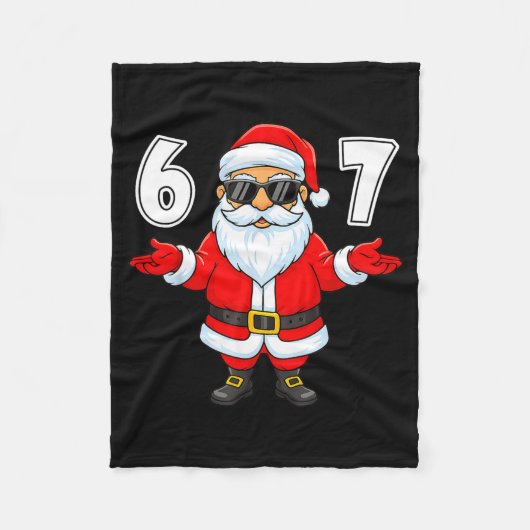 67 Meme Six Seven Number 6 7 Funny Santa Xmas Chri Fleecedecke (Vorderseite)