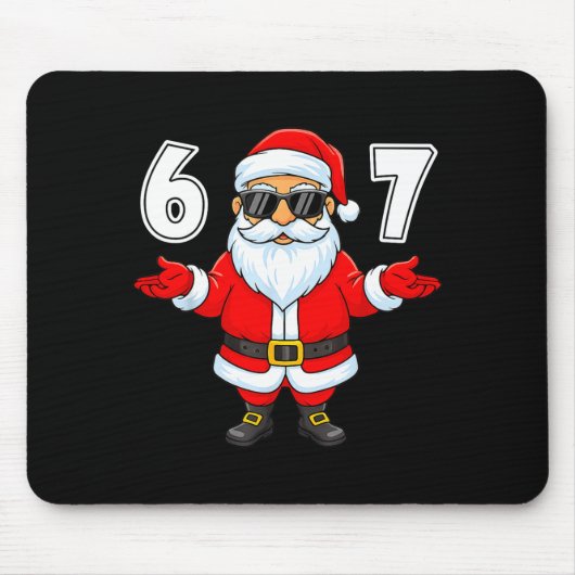 67 Meme Six Seven Number 6 7 Funny Santa Xmas Chri Mousepad (Vorne)