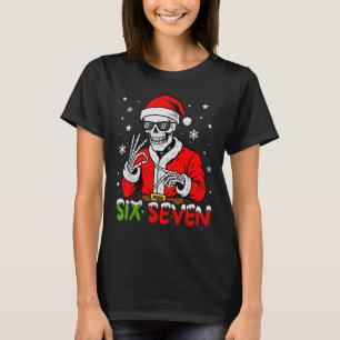 67 Meme Six Seven Skelett Weihnachtsmann Lustiges T-Shirt