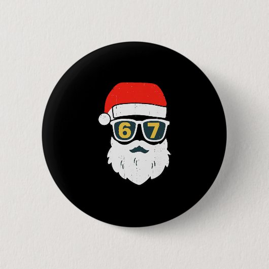 67 Meme Six Seven Weihnachtsmann Gesicht Kinder Mä Button (Vorderseite)