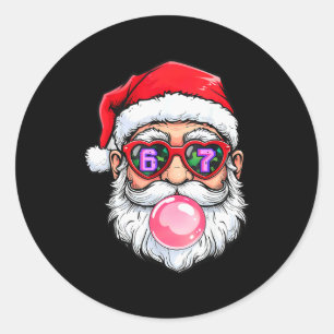 67 Meme Six Seven Zahl 6-7 6 7 Lustiger Santa Weih Runder Aufkleber