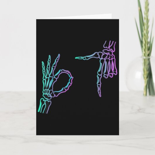 67 Meme Skeleton Hand 6 7 Halloween Six Seven  Karte (Vorderseite)