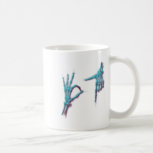 67 Meme Skeleton Hand 6 7 Halloween Six Sieben Fun Kaffeetasse (Rechts)