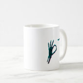 67 Meme Skeleton Hand 6 7 Halloween Six Sieben Fun Kaffeetasse (VorderseiteRechts)