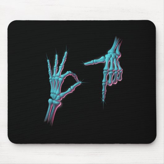 67 Meme Skeleton Hand 6 7 Halloween Six Sieben Fun Mousepad (Vorne)