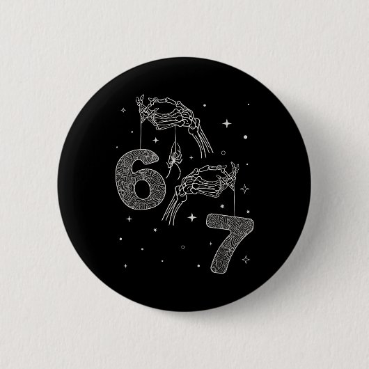 67 Meme Skeleton Hand Funny Halloween Six Seven Te Button (Vorderseite)