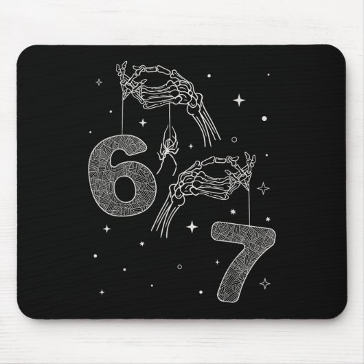 67 Meme Skeleton Hand Funny Halloween Six Seven Te Mousepad (Vorne)