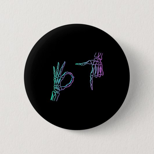 67 Meme Skelett Hand 6 7 Halloween Sechs Sieben  Button (Vorderseite)