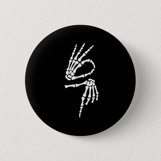 67 Meme Skelett Hand 6 7 Halloween Sechs Sieben Button (Vorderseite)