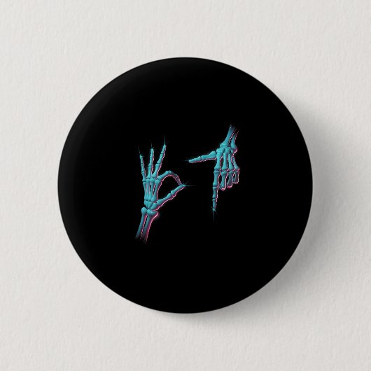 67 Meme Skelett Hand 6 7 Halloween Sechs Sieben Lu Button (Vorderseite)