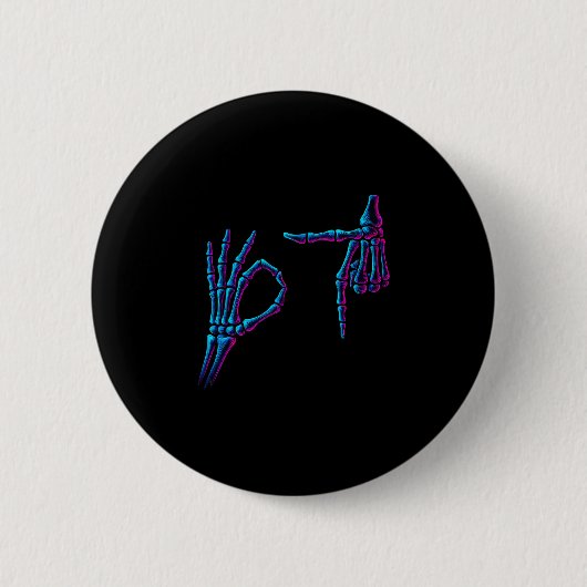 67 Meme Skelett Hand 6 7 Halloween Sechs Sieben Lu Button (Vorderseite)