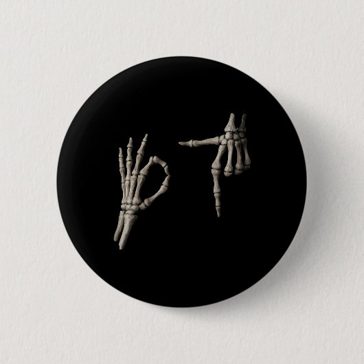 67 Meme Skelett Hand 6 7 Halloween Sechs Sieben Lu Button (Vorderseite)