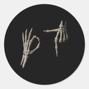 67 Meme Skelett Hand 6 7 Halloween Sechs Sieben Lu Runder Aufkleber