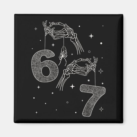 67 Meme Skelett Hand Funny Halloween Sechs Sieben Magnet (Vorne)