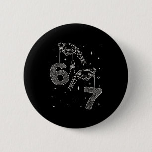 67 Meme Skelett Hand Funny Halloween Six Seven Te Button