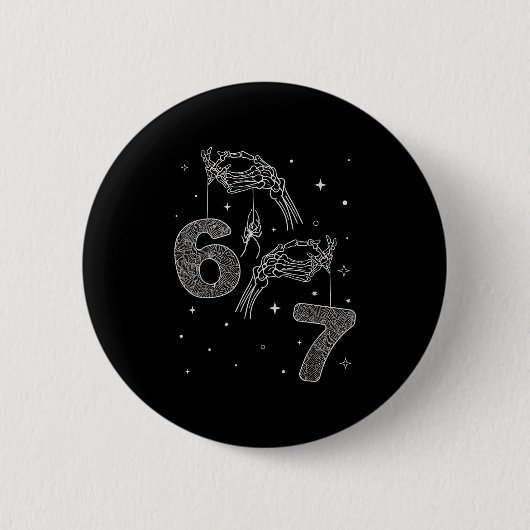 67 Meme Skelett Hand Funny Halloween Six Seven Te Button (Vorderseite)