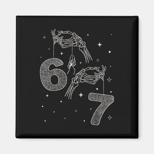 67 Meme Skelett Hand Funny Halloween Six Seven Te Magnet (Vorne)