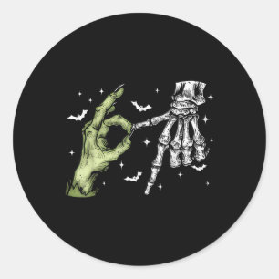 67 Meme Skelett Zombie Hand 6 7 Halloween Sechs Si Runder Aufkleber