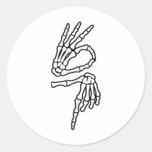 67 Meme Skeletthand 6 7 Halloween Sechs Sieben _1  Runder Aufkleber