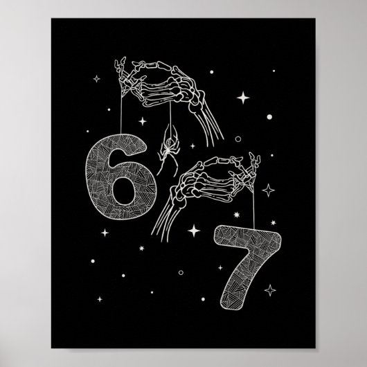 67 Meme Skeletthand Lustiger Halloween Sechs Siebe Poster (Vorne)