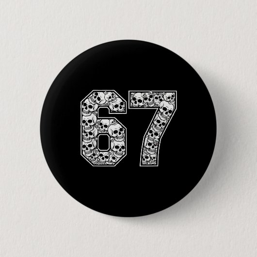 67 Meme Skull Pattern Graphic Halloween Number Art Button (Vorderseite)