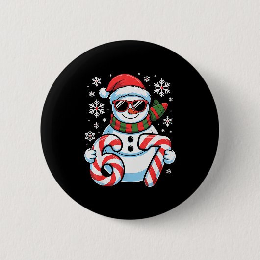 67 Meme Snowman Brainrot Funny Christmas Kids Boys Button (Vorderseite)