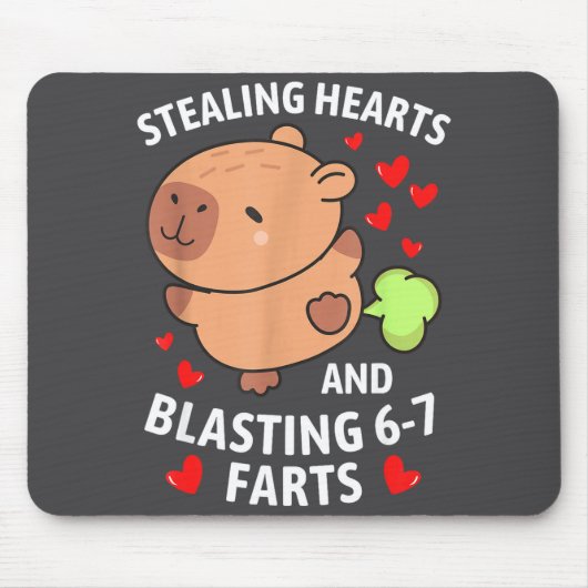 67 Meme Stealing Hearts Valentine's Day Capybara K Mousepad (Vorne)