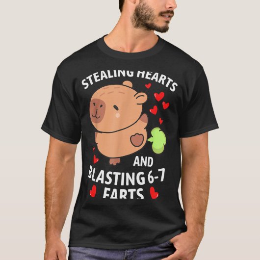 67 Meme Stealing Hearts Valentine's Day Capybara K T-Shirt (Vorderseite)