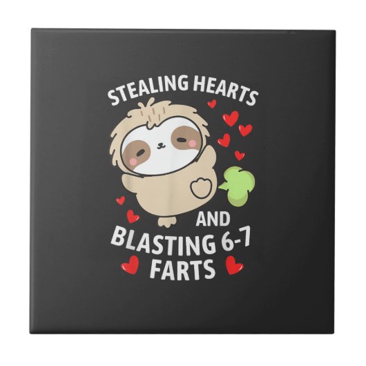 67 Meme stiehlt Herzen Valentinstag Faultier Kinde Fliese (Vorderseite)