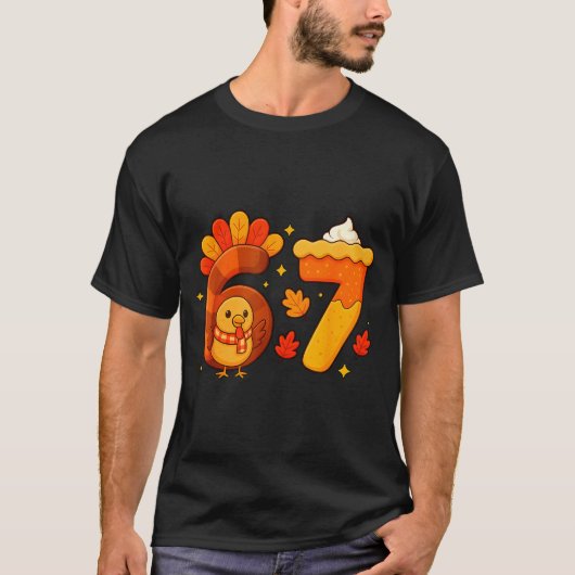 67 Meme Thanksgiving Turkey Day Funny Holiday Six  T-Shirt (Vorderseite)