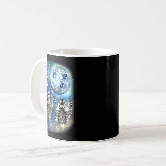67 Meme Three Racoon Howling At The Moon 67 Kaffeetasse (Vorderseite Links)