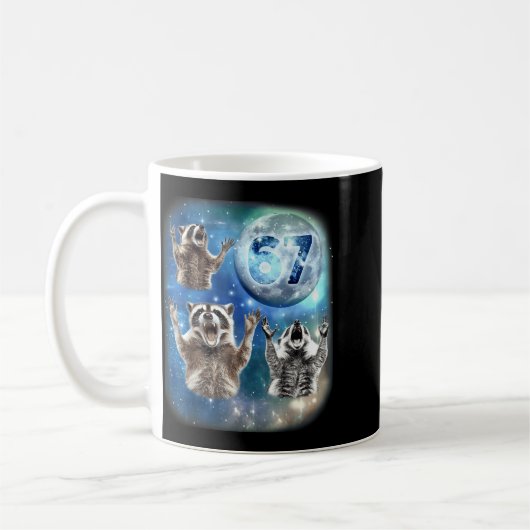 67 Meme Three Racoon Howling At The Moon 67 Kaffeetasse (Links)