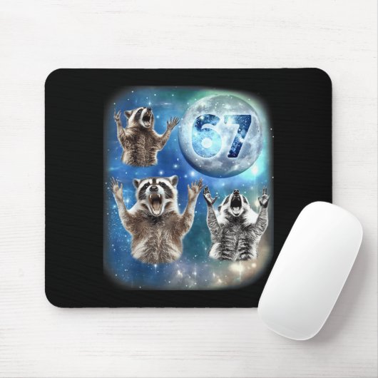 67 Meme Three Racoon Howling At The Moon 67  Mousepad (Mit Mouse)