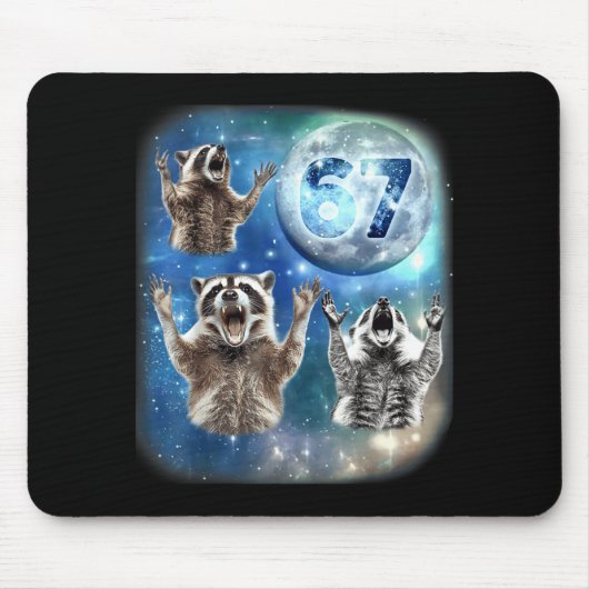 67 Meme Three Racoon Howling At The Moon 67 Mousepad (Vorne)