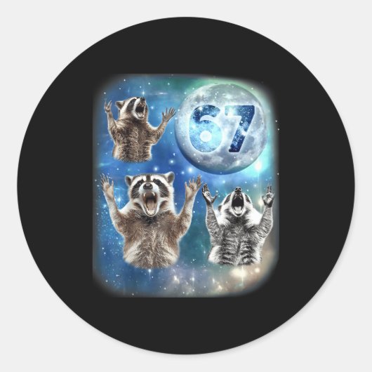 67 Meme Three Racoon Howling At The Moon 67  Runder Aufkleber (Vorderseite)