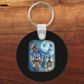 67 Meme Three Racoon Howling At The Moon 67 Schlüsselanhänger (Vorderseite)