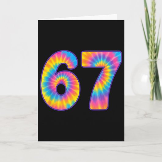 67 Meme Tie Dye Retro Sechs Sieben Karte (Vorderseite)